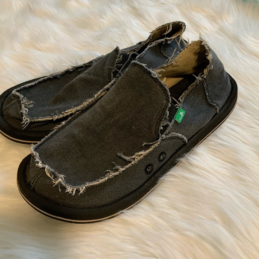 Black Sanuk slip on loafers